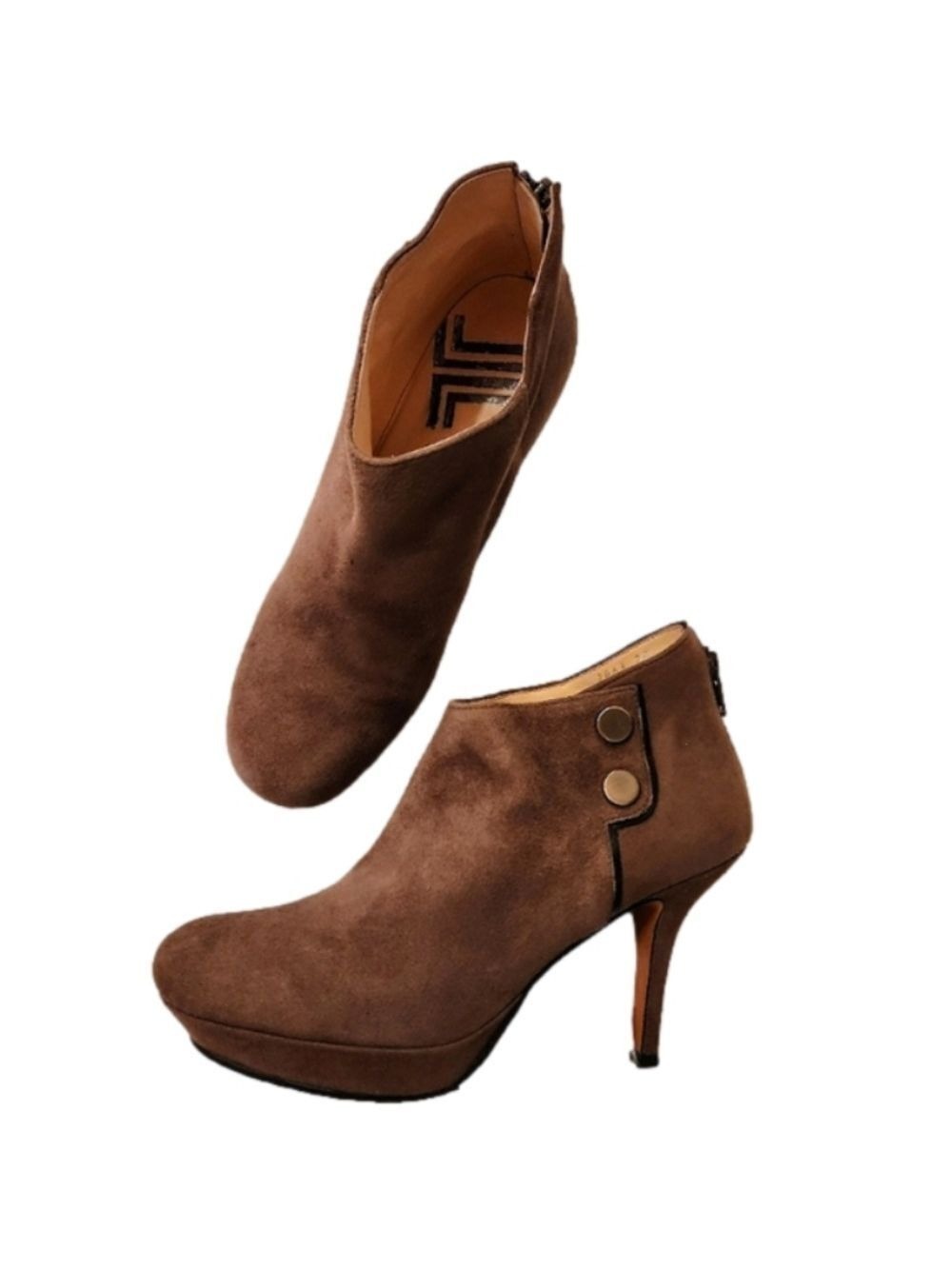 Lanvin En Bleu Brown Suede Platform Stiletto Booties Size 7